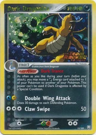 Dark Dragonite reverse holo card front, EX Team Rocket Returns 15/109