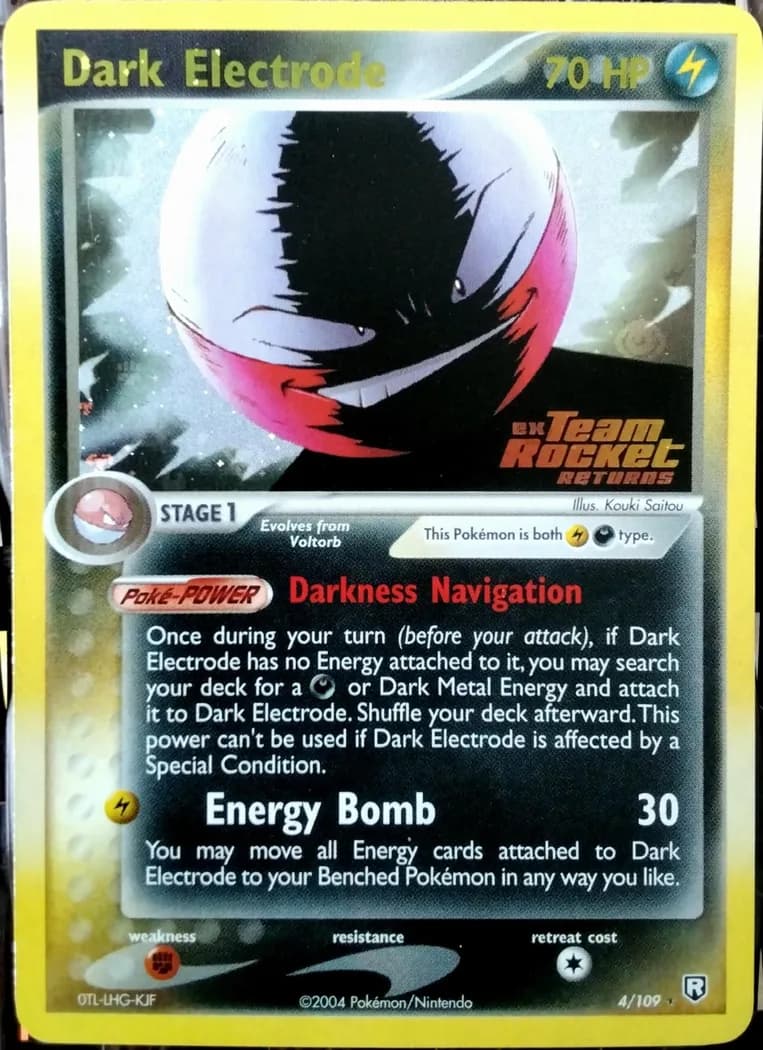 Dark Electrode reverse holo card front, EX Team Rocket Returns 4/109