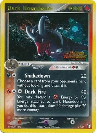 Dark Houndoom reverse holo card front, EX Team Rocket Returns 5/109