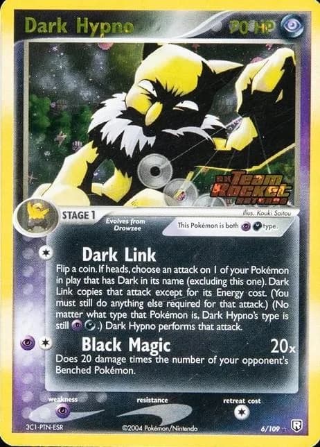 Dark Hypno reverse holo card front, EX Team Rocket Returns 6/109