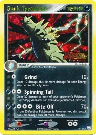 Dark Tyranitar reverse holo card front, EX Team Rocket Returns 19/109