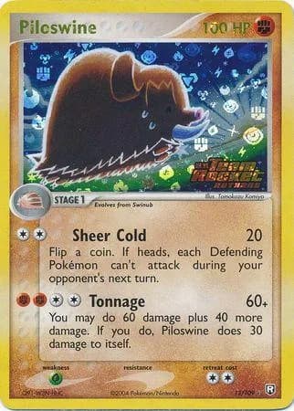 Piloswine reverse holo card front, EX Team Rocket Returns 13/109