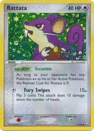 Rattata reverse holo card front, EX Team Rocket Returns 71/109