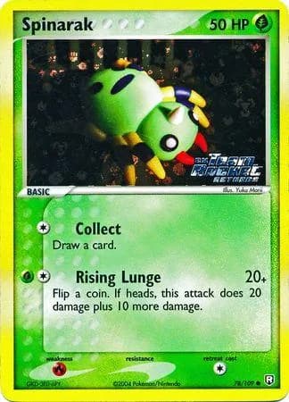 Spinarak reverse holo card front, EX Team Rocket Returns 78/109