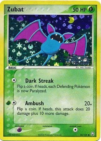 Zubat reverse holo card front, EX Team Rocket Returns 82/109