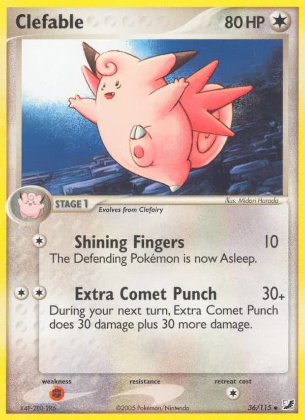 Clefable card front, EX Unseen Forces 36/115