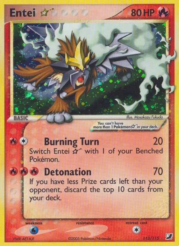 EX Unseen Forces Entei Star card front, 113/115