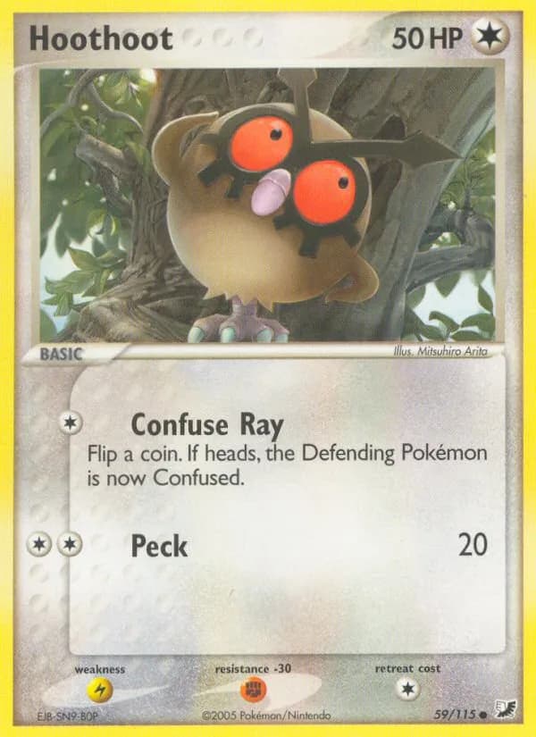 Hoothoot card front, EX Unseen Forces 59/115
