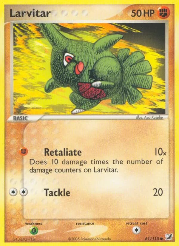 Larvitar card front, EX Unseen Forces 61/115