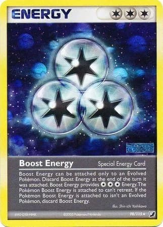 Boost Energy reverse holo card front, EX Unseen Forces 98/115