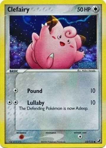 Clefairy reverse holo card front, EX Unseen Forces 53/115