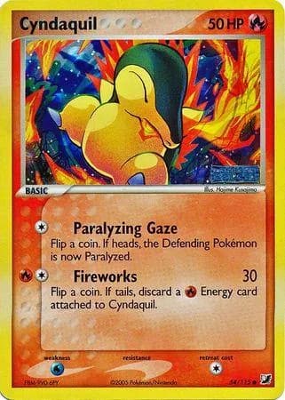 Cyndaquil reverse holo card front, EX Unseen Forces 54/115
