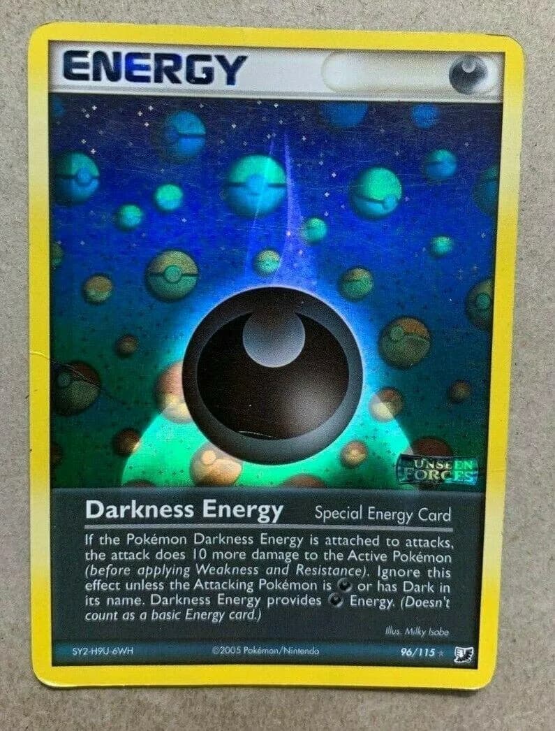Darkness Energy reverse holo card front, EX Unseen Forces 96/115