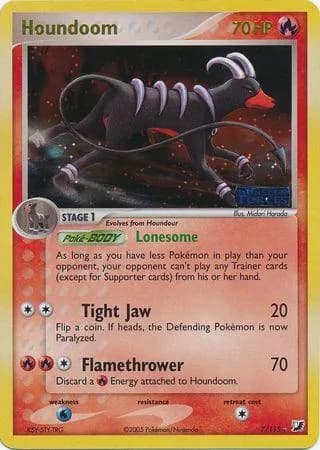 Houndoom reverse holo card front, EX Unseen Forces 7/115