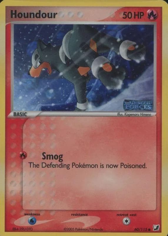 Houndour reverse holo card front, EX Unseen Forces 60/115