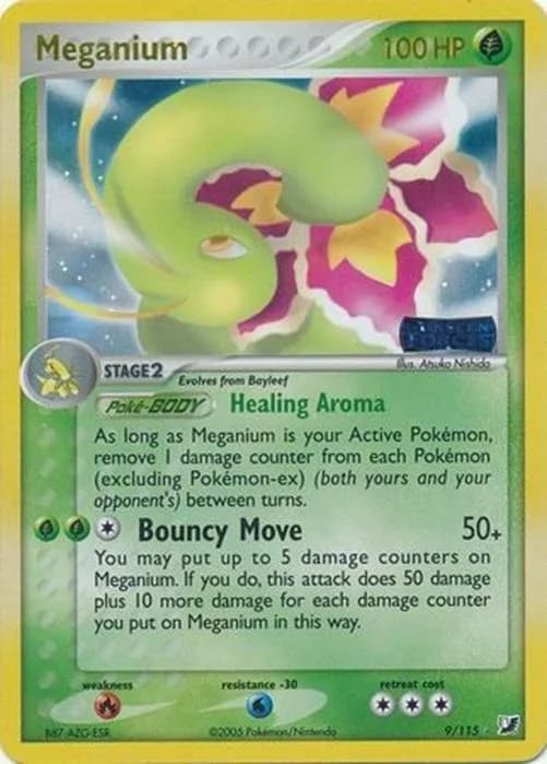 Meganium reverse holo card front, EX Unseen Forces 9/115