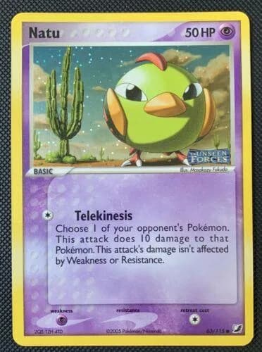 Natu reverse holo card front, EX Unseen Forces 63/115