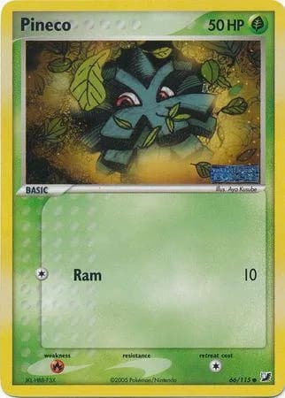 Pineco reverse holo card front, EX Unseen Forces 66/115
