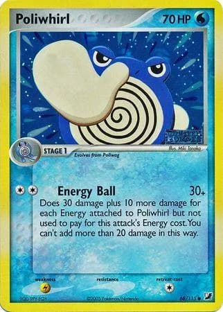 Poliwhirl reverse holo card front, EX Unseen Forces 68/115