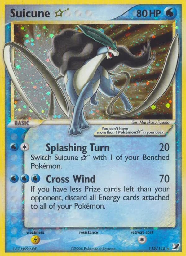 EX Unseen Forces Suicune Star card front, 115/115