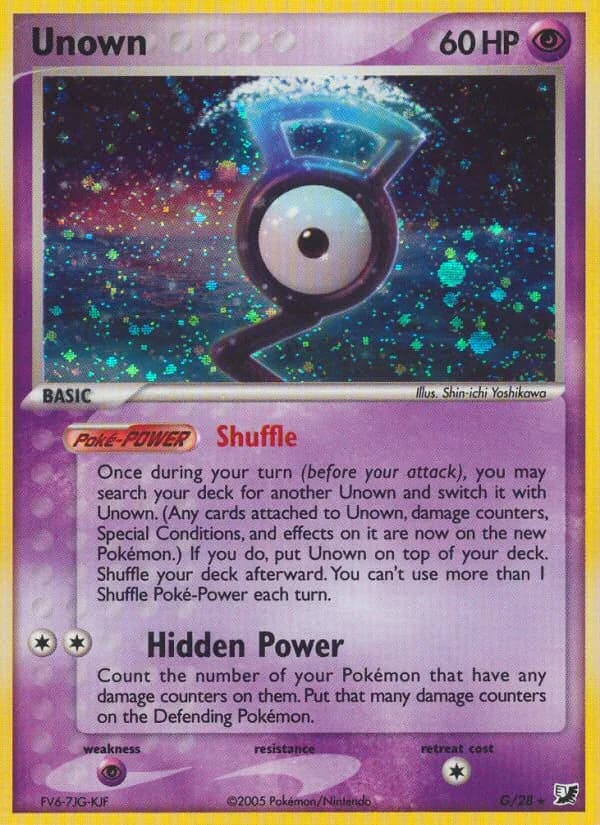 Unown card front, EX Unseen Forces G/115
