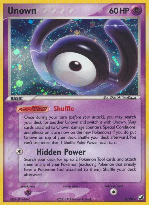 Unown card front, EX Unseen Forces H/115