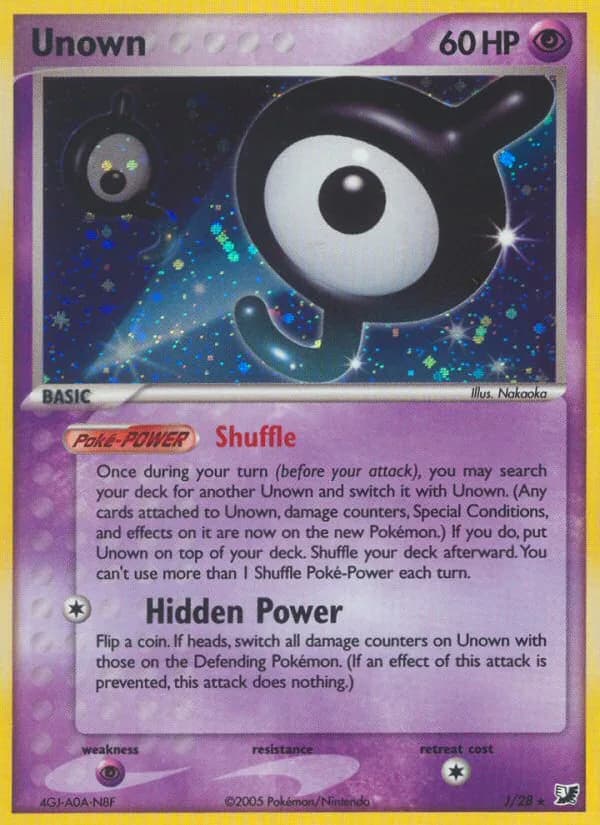 Unown card front, EX Unseen Forces J/115