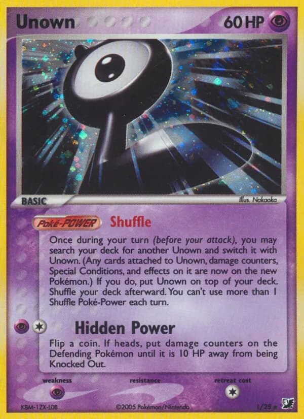 Unown card front, EX Unseen Forces L/115