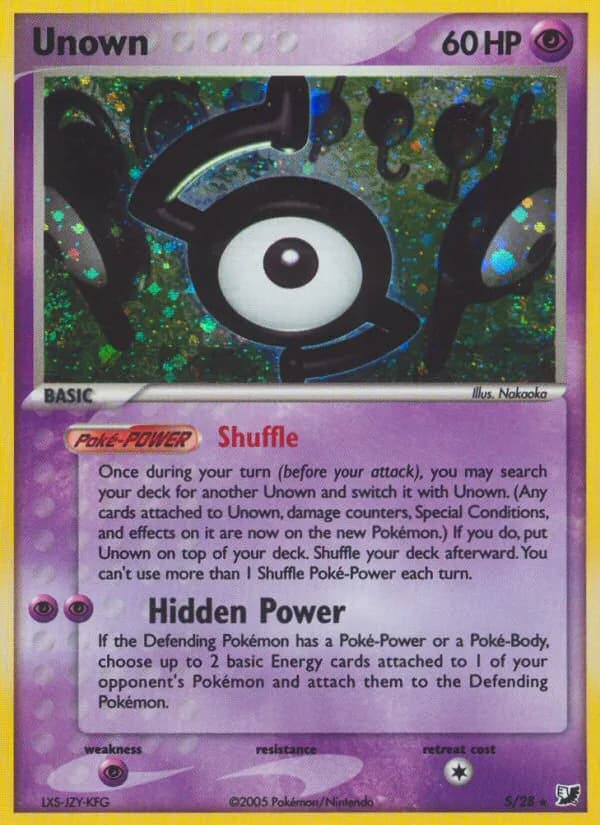 Unown card front, EX Unseen Forces S/115