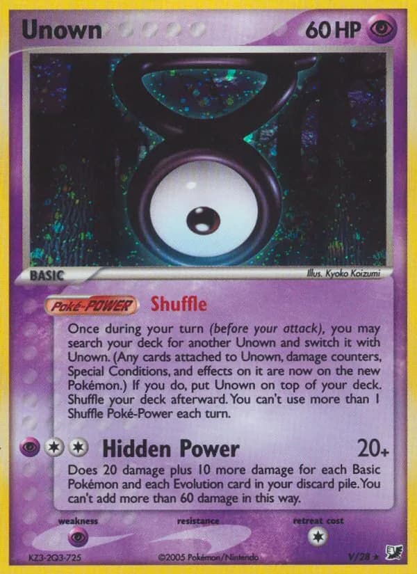 Unown card front, EX Unseen Forces V/115