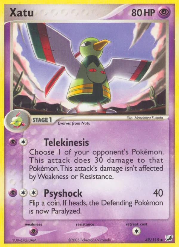 Xatu card front, EX Unseen Forces 49/115