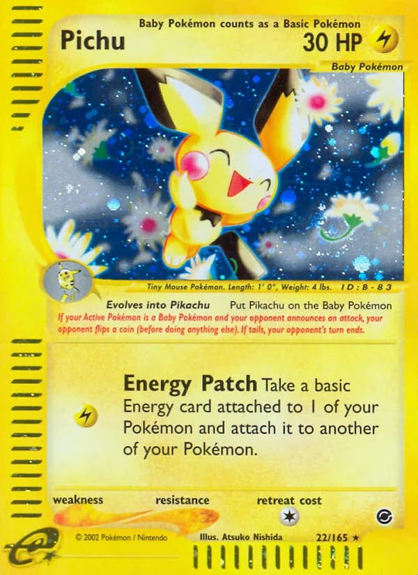 Pichu card front, Expedition Base Set 22/165