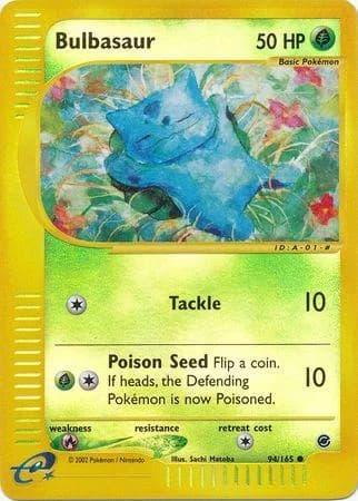 Bulbasaur reverse holo card front, Expedition 94/165