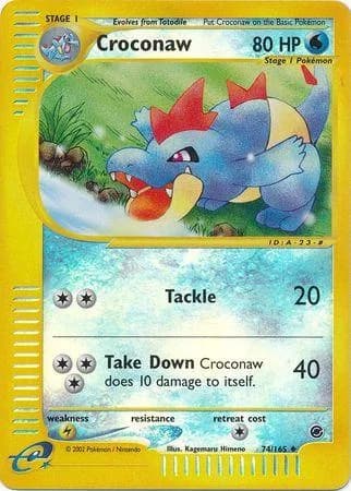 Croconaw reverse holo card front, Expedition 74/165