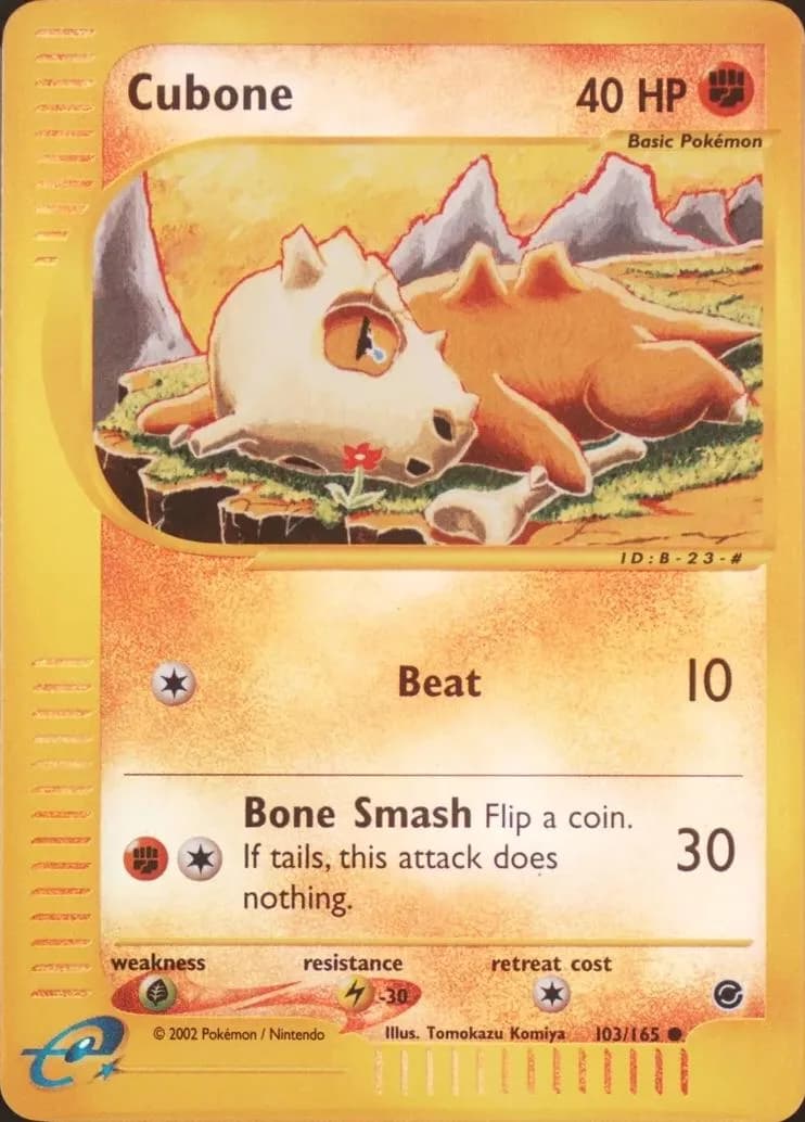 Cubone reverse holo card front, Expedition 103/165