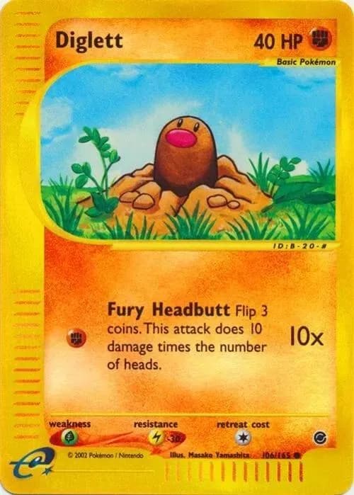 Diglett reverse holo card front, Expedition 106/165