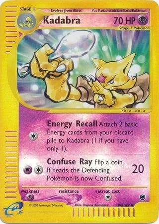 Kadabra reverse holo card front, Expedition 84/165