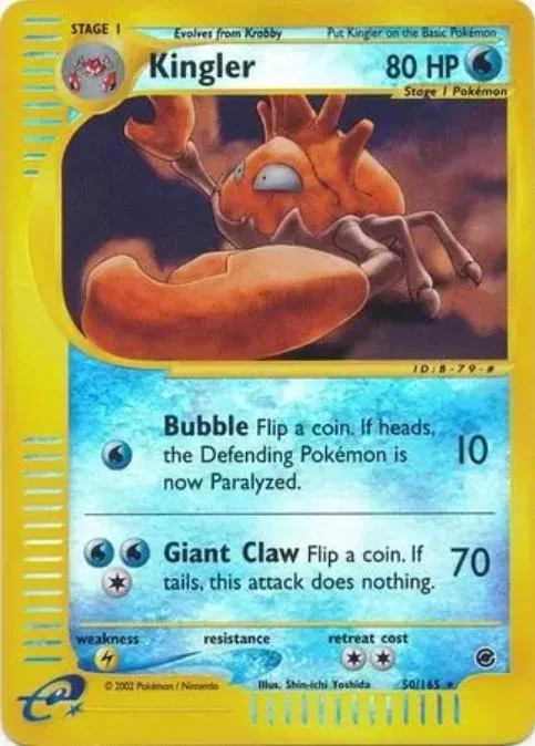 Kingler reverse holo card front, Expedition 50/165