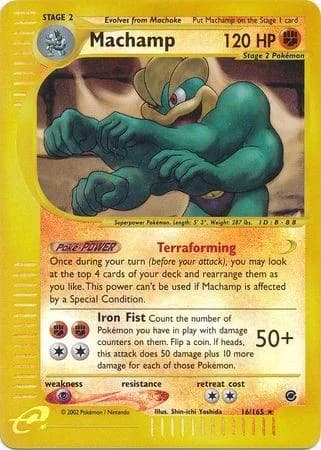 Machamp reverse holo card front, Expedition 16/165