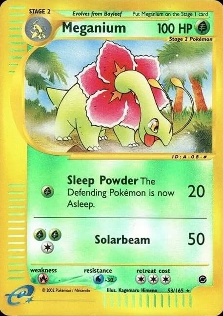 Meganium reverse holo card front, Expedition 53/165