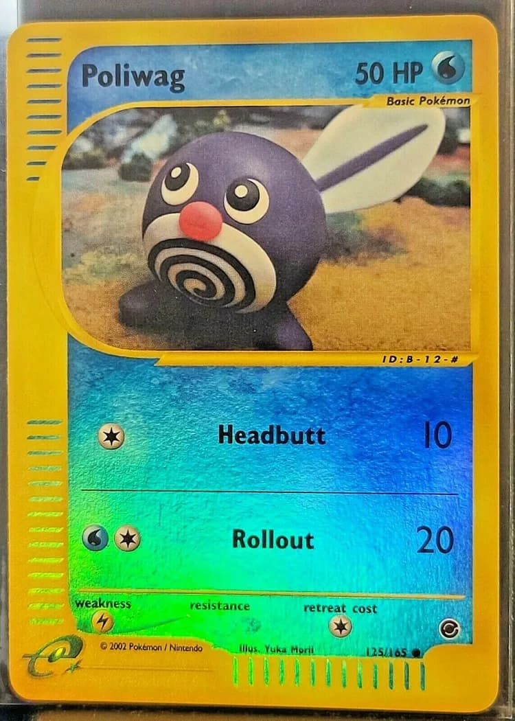Poliwag reverse holo card front, Expedition 125/165