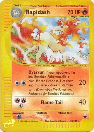 Rapidash reverse holo card front, Expedition 26/165