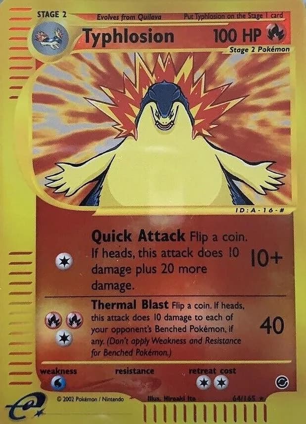 Typhlosion reverse holo card front, Expedition Base Set 64/165