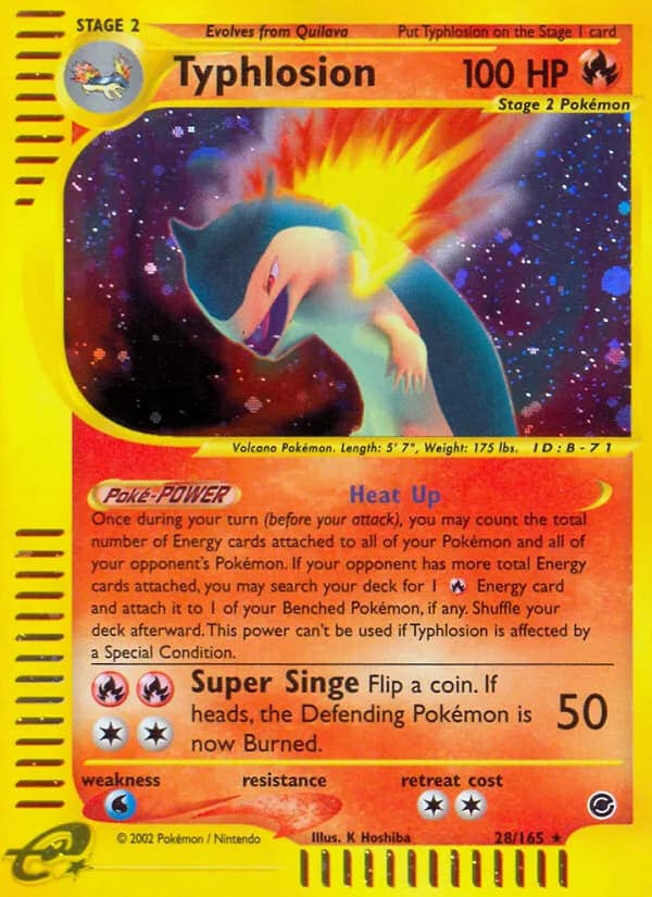 Typhlosion card front, Expedition Base Set 28/165