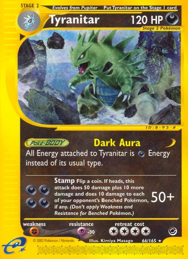 Tyranitar card front, Expedition Base Set 66/165