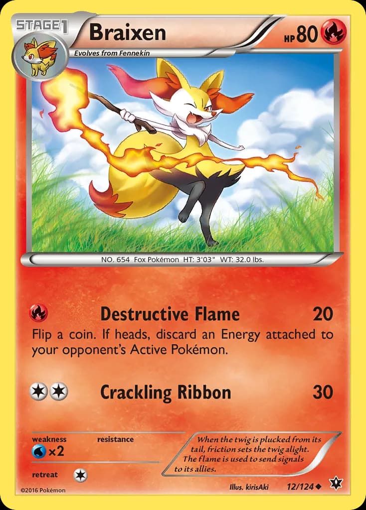 Fates Collide Braixen card front, 12/124
