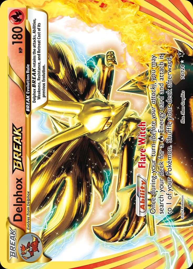 Fates Collide Delphox BREAK card front, 14/124