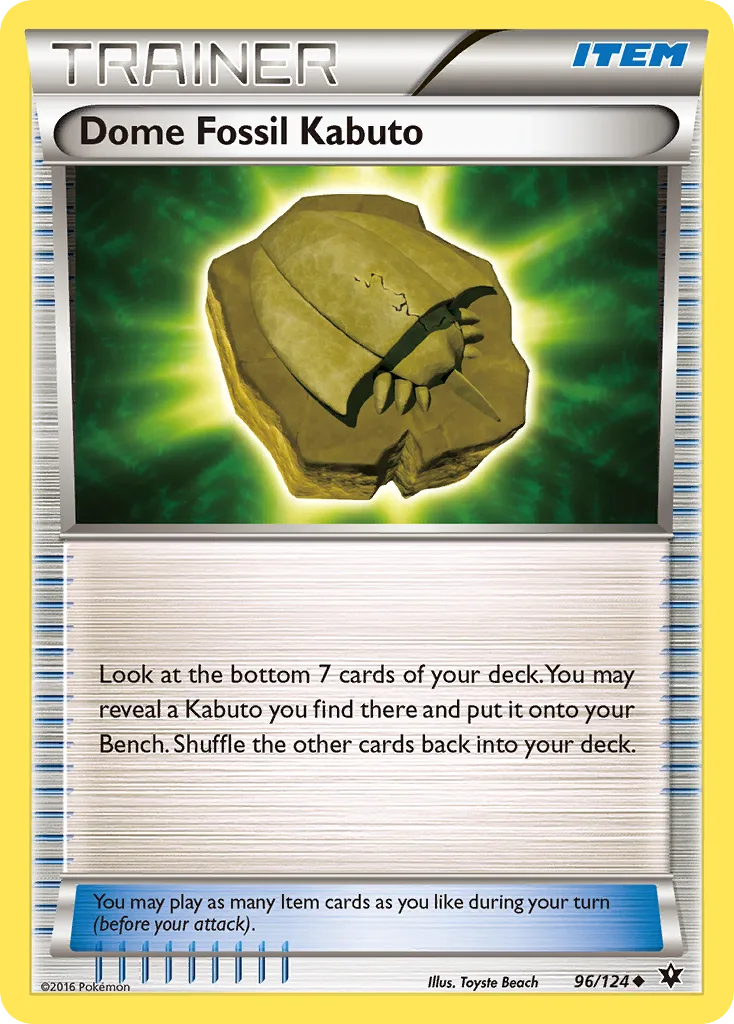 Fates Collide Dome Fossil Kabuto card front, 96/124