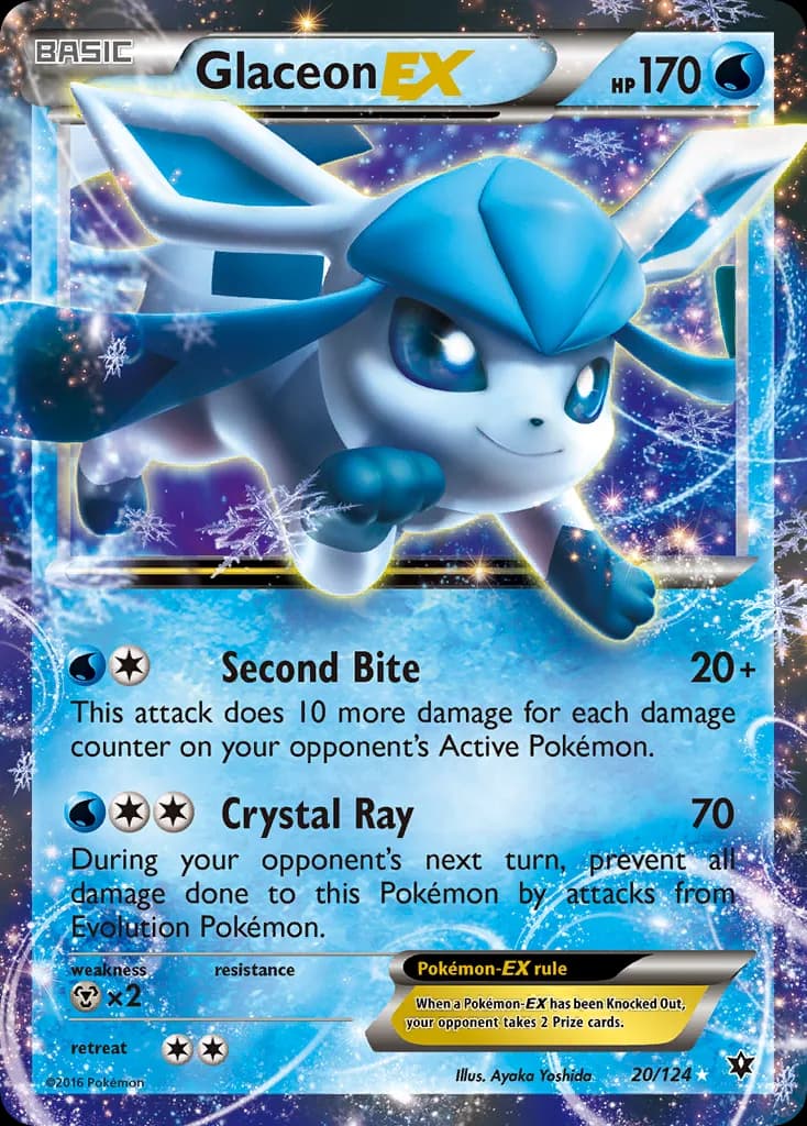 Glaceon-EX card front, Fates Collide 20/124