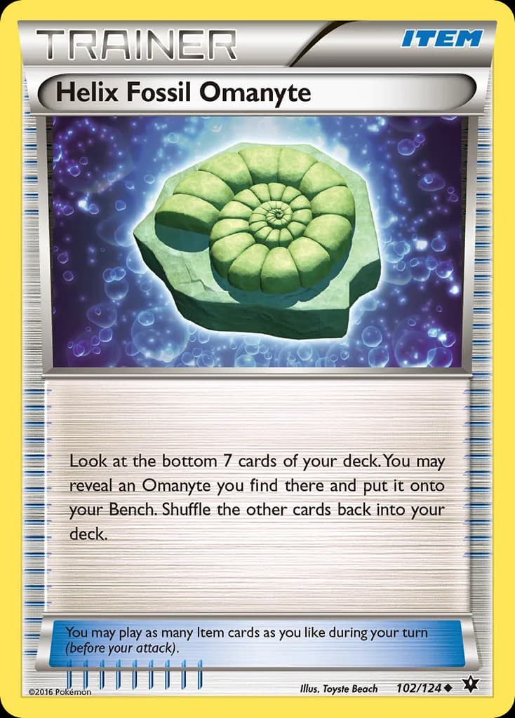 Fates Collide Helix Fossil Omanyte card front, 102/124